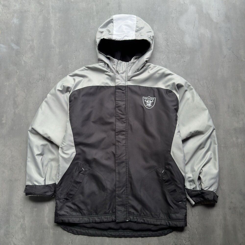 Vintage Oakland Raiders Reebok NFL On Field Jacket Hooded Fleece Lined M